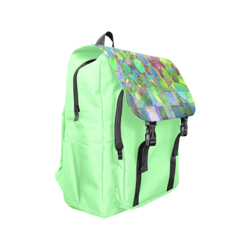 Foliage Patchwork #10 Light Green - Jera Nour Casual Shoulders Backpack (Model 1623)