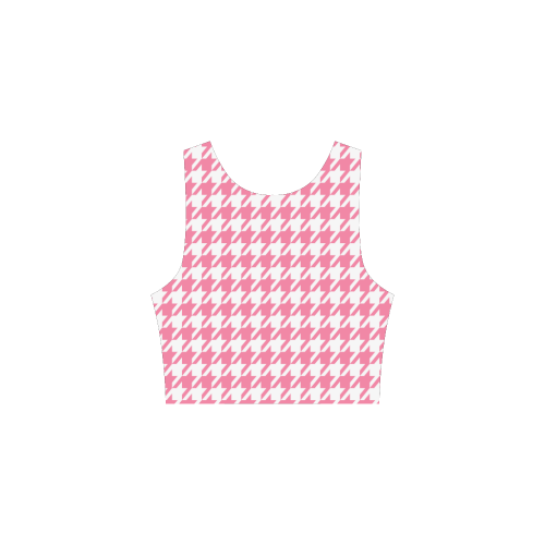 pink and white houndstooth classic pattern Atalanta Sundress (Model D04)