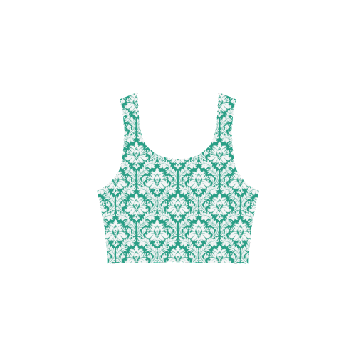 damask pattern emerald green and white Atalanta Sundress (Model D04)