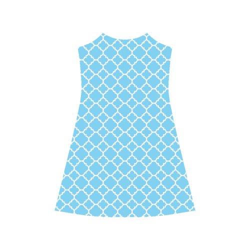 bright blue white quatrefoil classic pattern Alcestis Slip Dress (Model D05)