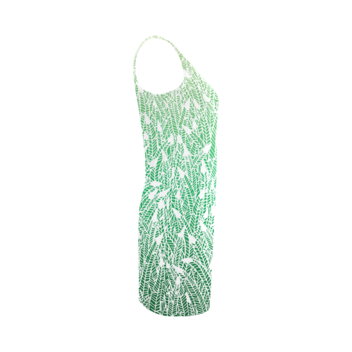 green ombre feathers pattern white Medea Vest Dress (Model D06)