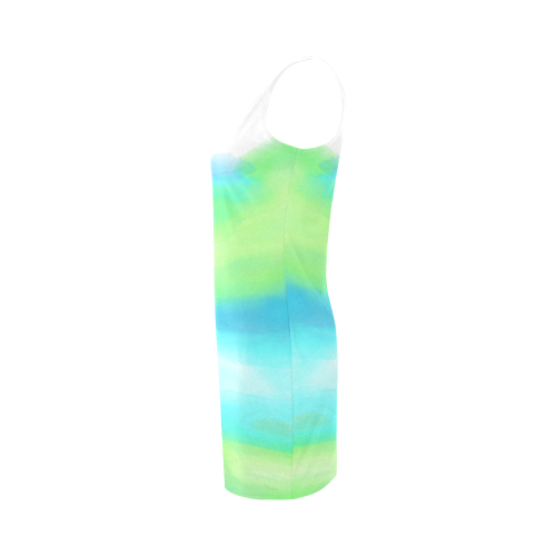 blue green water color abstract art Medea Vest Dress (Model D06)