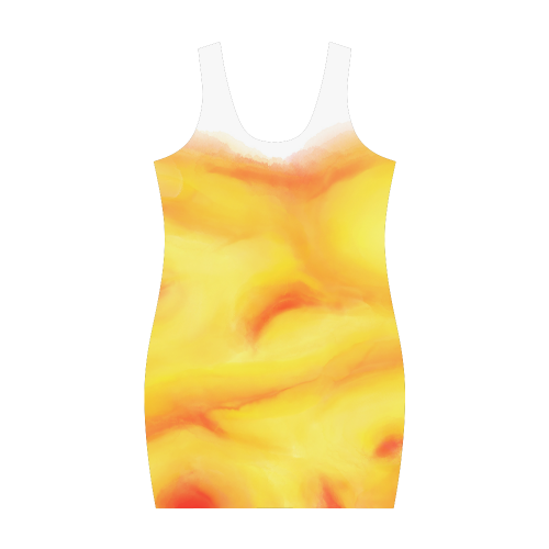 yellow orange red water color abstract art Medea Vest Dress (Model D06)