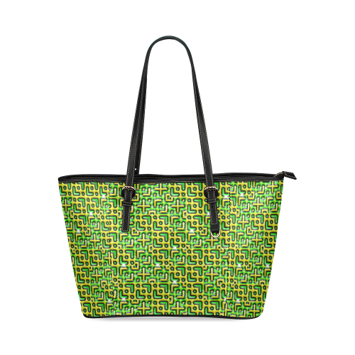 funny vivid pattern 6 Leather Tote Bag/Large (Model 1640)