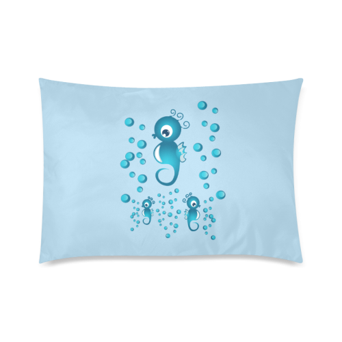 Sea horses in blue Custom Zippered Pillow Case 20"x30"(Twin Sides)