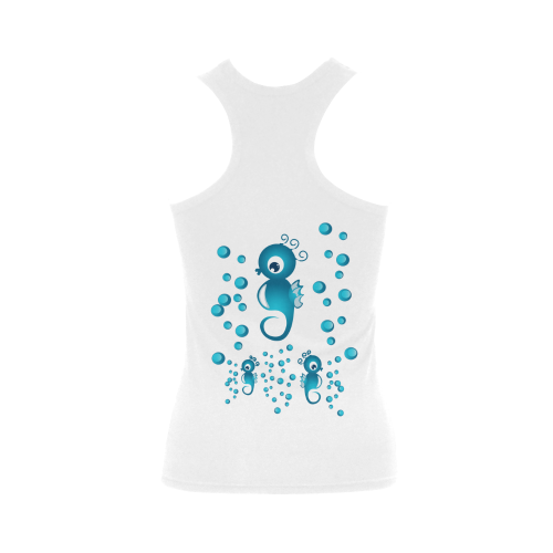 Sea horses in blue Women's Shoulder-Free Tank Top (Model T35)