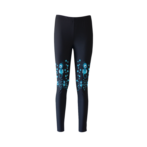 Sea horses in blue Cassandra Women's Leggings (Model L01)