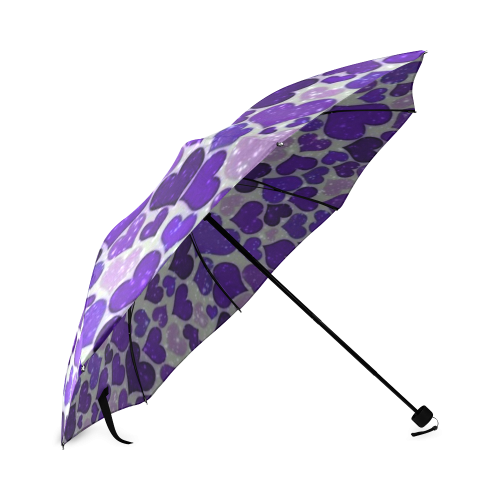 sparkling hearts blue Foldable Umbrella (Model U01)