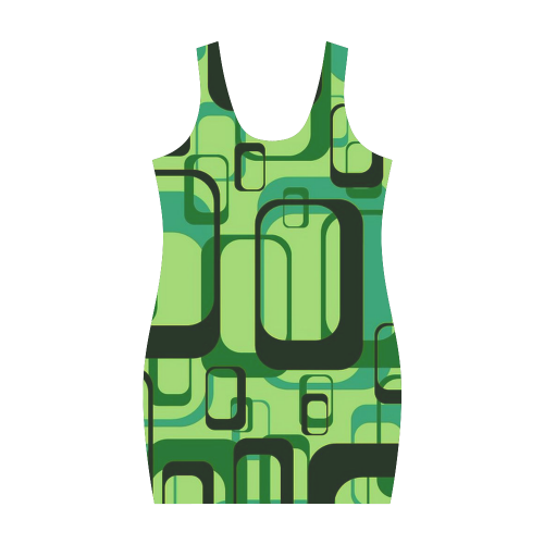 retro pattern 1971 green Medea Vest Dress (Model D06)