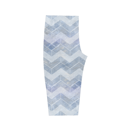 Chevron in blue watercolors Hestia Cropped Leggings (Model L03)