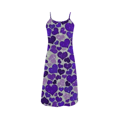 sparkling hearts blue Alcestis Slip Dress (Model D05)