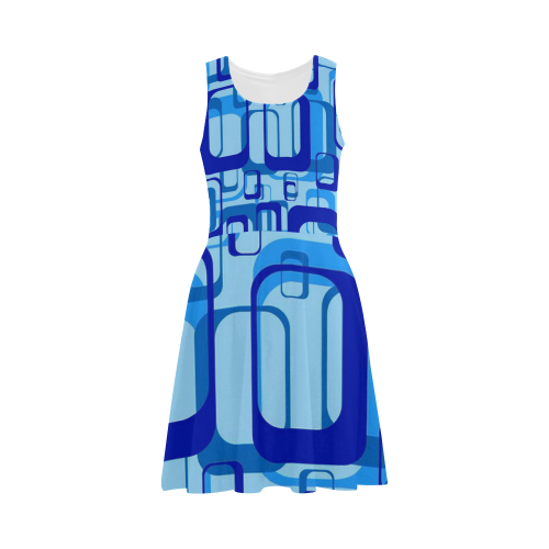 retro pattern 1971 blue Atalanta Sundress (Model D04)