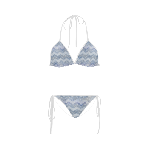 Chevron in blue watercolors Custom Bikini Swimsuit