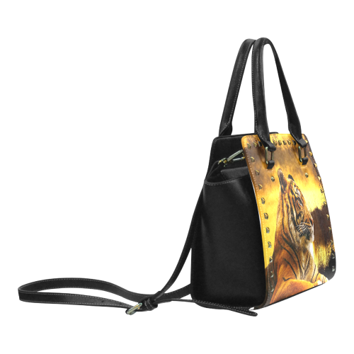 Tiger and Sunset Rivet Shoulder Handbag (Model 1645)