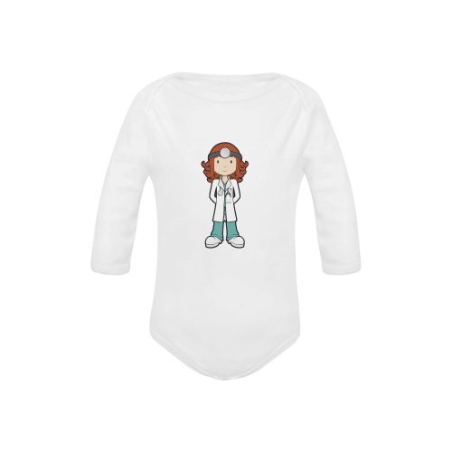 Med Girl - Future doctor illustration Baby Powder Organic Long Sleeve One Piece (Model T27)
