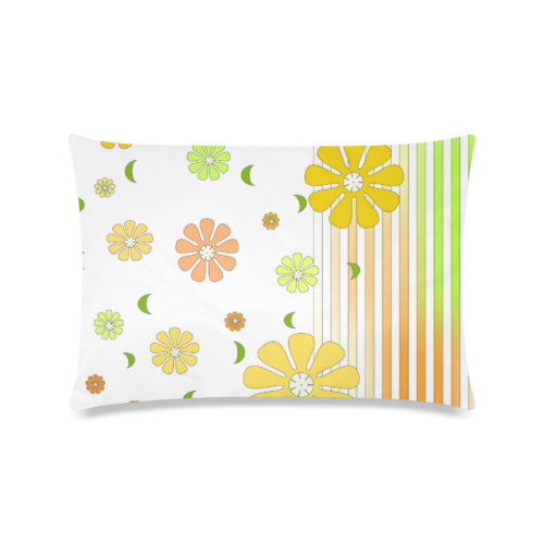 Flowers and stripes Custom Zippered Pillow Case 16"x24"(Twin Sides)