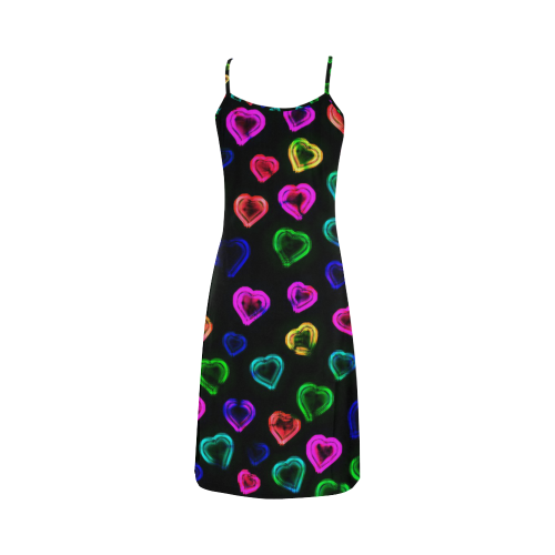 blurry neon hearts Alcestis Slip Dress (Model D05)