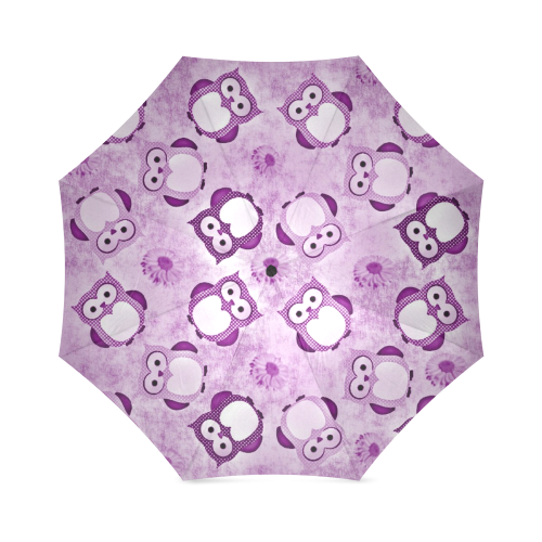 sweet Owls Wallpaper purple Foldable Umbrella (Model U01)