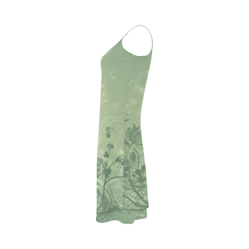 Soft green flowers Alcestis Slip Dress (Model D05)