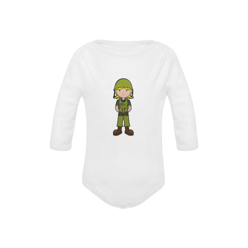 Future Soldier - Army Girl illustration no text Baby Powder Organic Long Sleeve One Piece (Model T27)