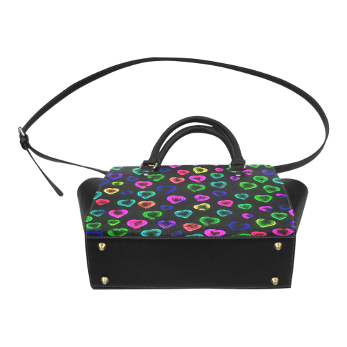 blurry neon hearts Classic Shoulder Handbag (Model 1653)