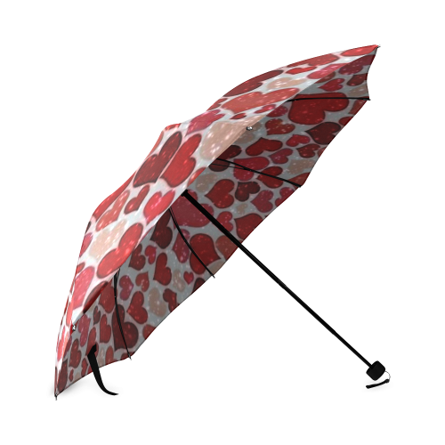 sparkling hearts, red Foldable Umbrella (Model U01)