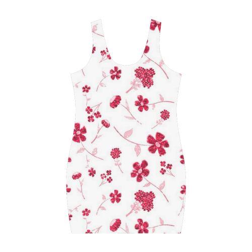 sweet sparkling floral, red Medea Vest Dress (Model D06)