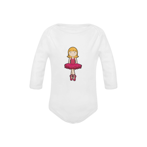 Ballerina - dancing ballet girl illustration Baby Powder Organic Long Sleeve One Piece (Model T27)