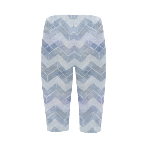 Chevron in blue watercolors Hestia Cropped Leggings (Model L03)