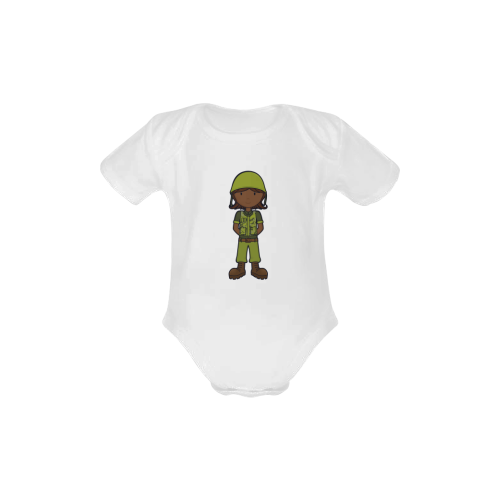 future soldier - army girl illustration2 Baby Powder Organic Short Sleeve One Piece (Model T28)