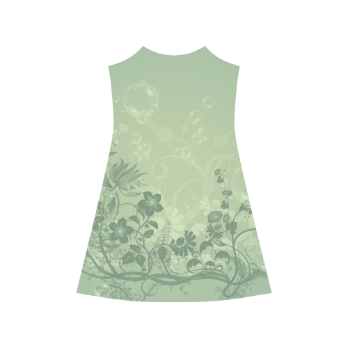 Soft green flowers Alcestis Slip Dress (Model D05)