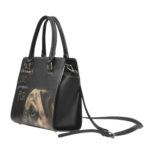 Cute Pug Rivet Shoulder Handbag (Model 1645)