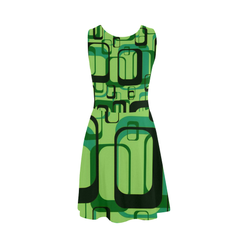 retro pattern 1971 green Atalanta Sundress (Model D04)