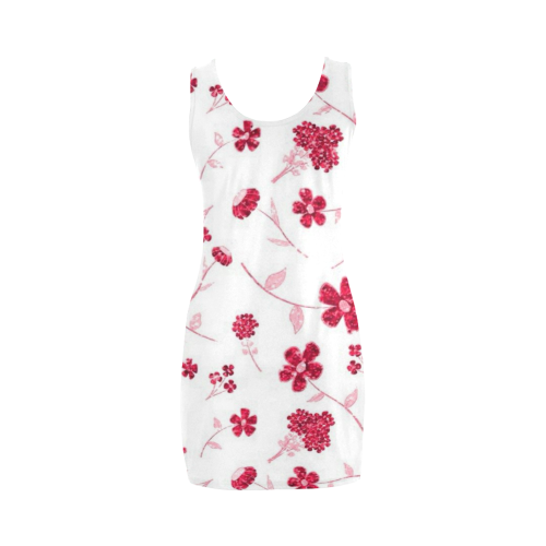 sweet sparkling floral, red Medea Vest Dress (Model D06)