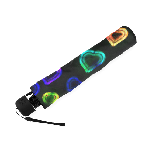 blurry neon hearts Foldable Umbrella (Model U01)