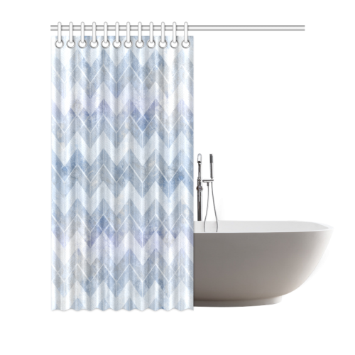 Chevron in blue watercolors Shower Curtain 72"x72"