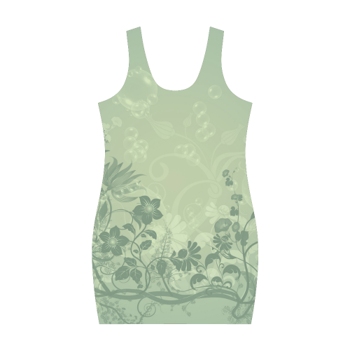 Soft green flowers Medea Vest Dress (Model D06)