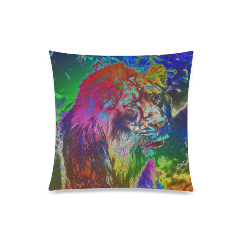 NEON Lion Custom Zippered Pillow Case 20"x20"(Twin Sides)