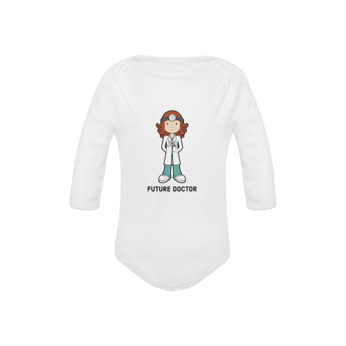 Future doctor - when I grow up- girl medic Baby Powder Organic Long Sleeve One Piece (Model T27)