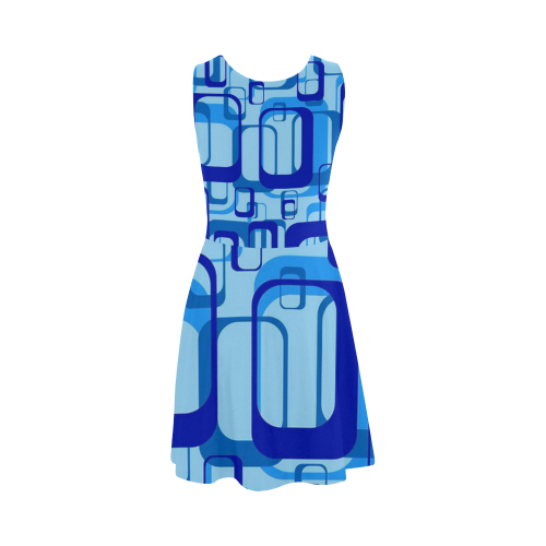 retro pattern 1971 blue Atalanta Sundress (Model D04)