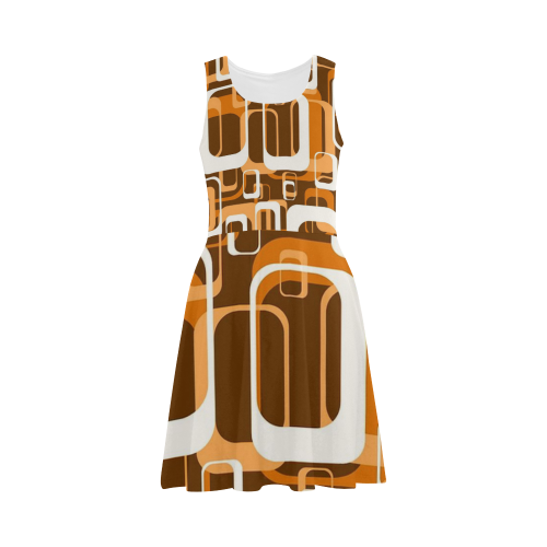 retro pattern 1971 orange Atalanta Sundress (Model D04)