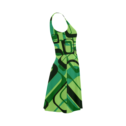 retro pattern 1971 green Atalanta Sundress (Model D04)