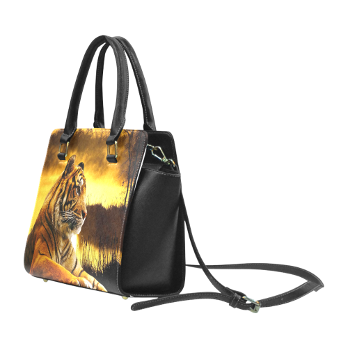 Tiger and Sunset Rivet Shoulder Handbag (Model 1645)