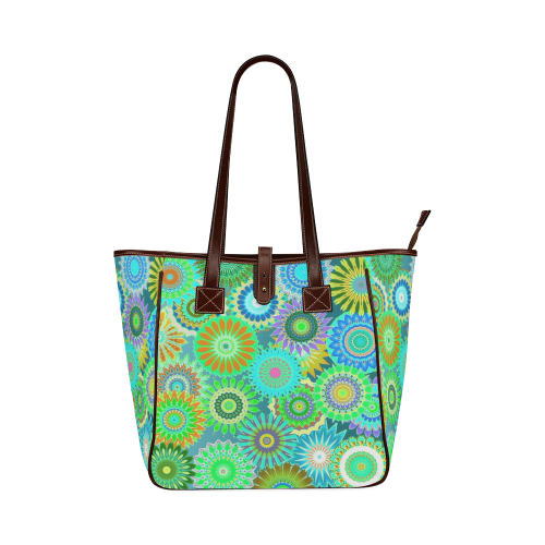 Funky flowers green Classic Tote Bag (Model 1644)