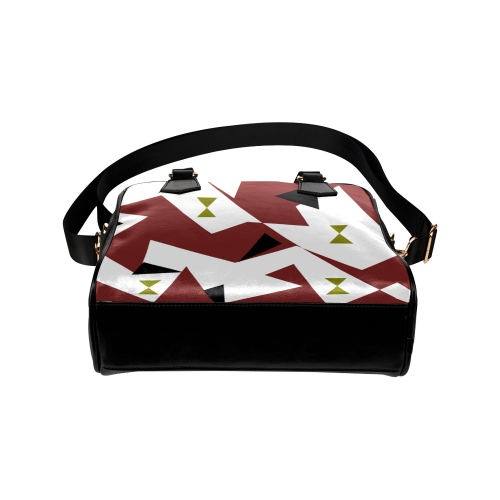Geometrical pattern,red,black,white triangle Shoulder Handbag (Model 1634)