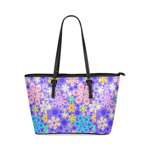 Bubble Flowers Leather Tote Bag/Large (Model 1640)