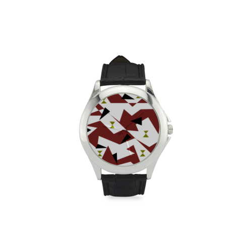 Geometrical pattern, triangle Women's Classic Leather Strap Watch(Model 203)