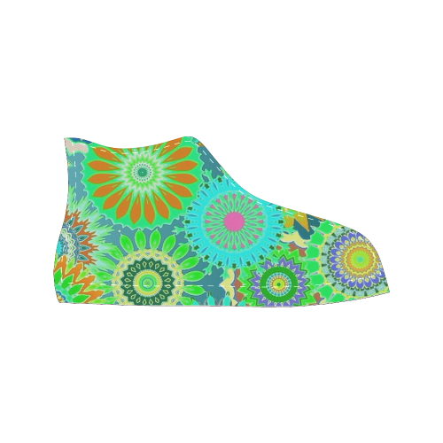 Funky flowers green Men’s Classic High Top Canvas Shoes (Model 017)