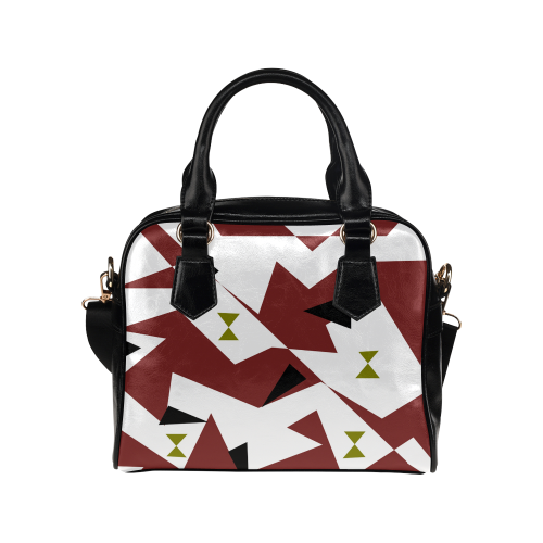 Geometrical pattern,red,black,white triangle Shoulder Handbag (Model 1634)