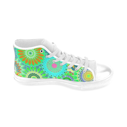 Funky flowers green Men’s Classic High Top Canvas Shoes (Model 017)